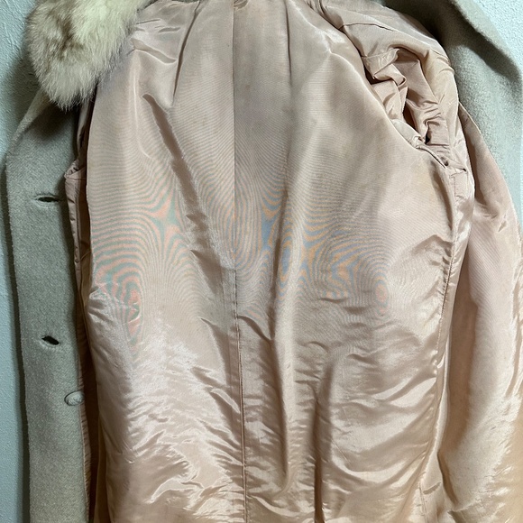 Vintage silver cashmere and silver fox dress coat - Picture 3 of 6